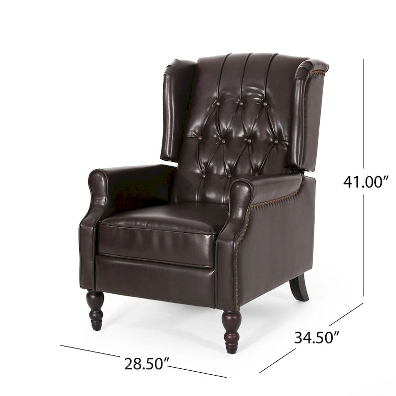 Koňakově hnědé křeslo s opěradlem z umělé kůže s funkcí sklápění