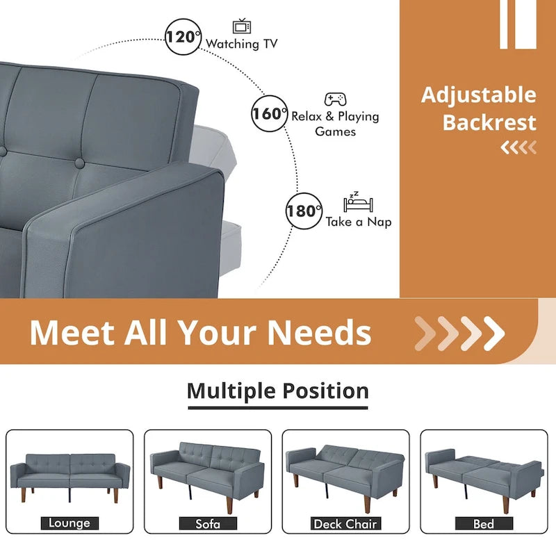 Futon rozkládací pohovka, paměťová pěna, gauč, rozkládací denní postel, skládací konvertibilní pohovka pro dva