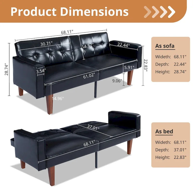 Futon rozkládací pohovka, paměťová pěna, gauč, rozkládací denní postel, skládací konvertibilní pohovka pro dva