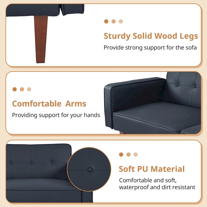 Futon rozkládací pohovka, paměťová pěna, gauč, rozkládací denní postel, skládací konvertibilní pohovka pro dva
