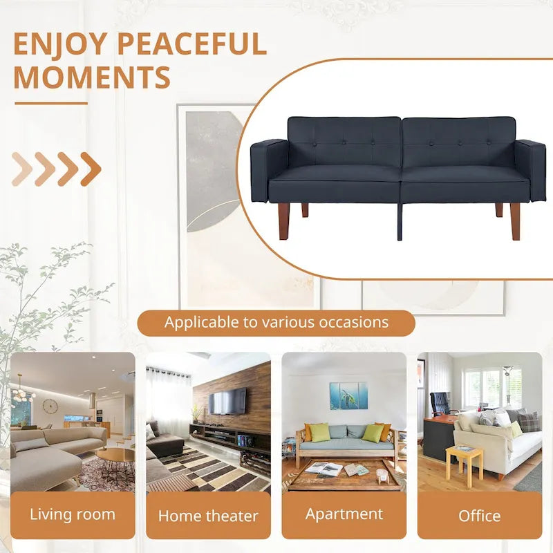 Futon rozkládací pohovka, paměťová pěna, gauč, rozkládací denní postel, skládací konvertibilní pohovka pro dva