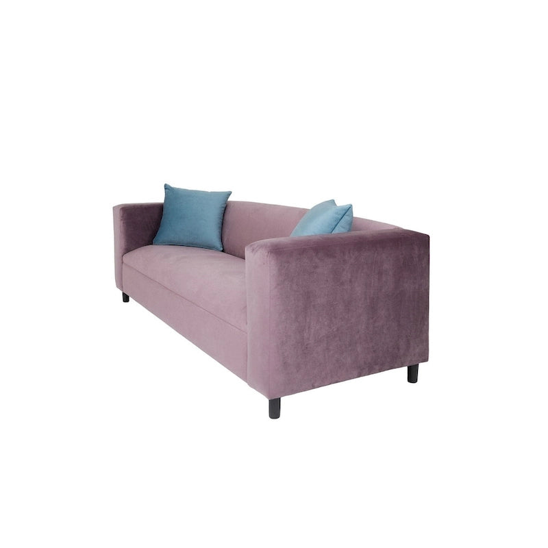 Pohovka ve stylu Mid Century Modern – 3místná, sametová, masivní dřevěný rám, čalouněná