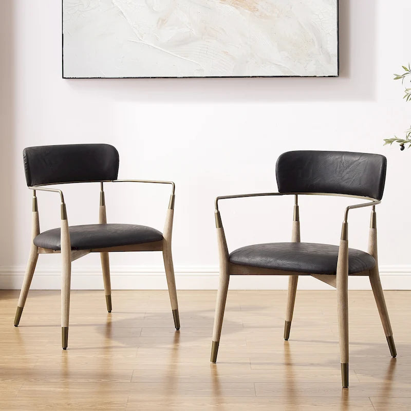 Jídelní židle Mid-Century z masivního dřeva (2 kusy)