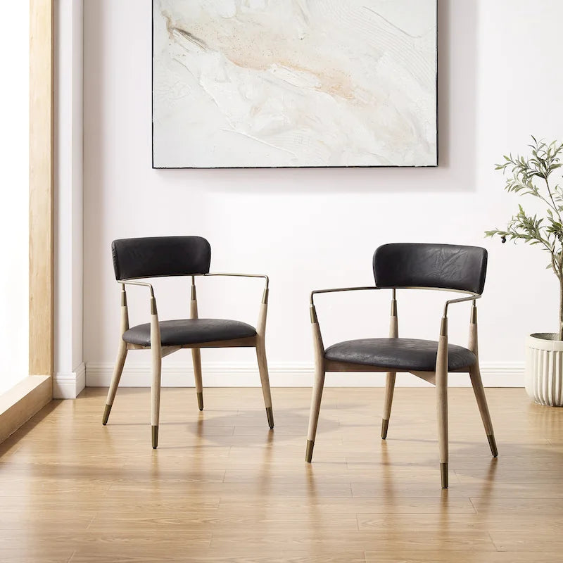 Jídelní židle Mid-Century z masivního dřeva (2 kusy)