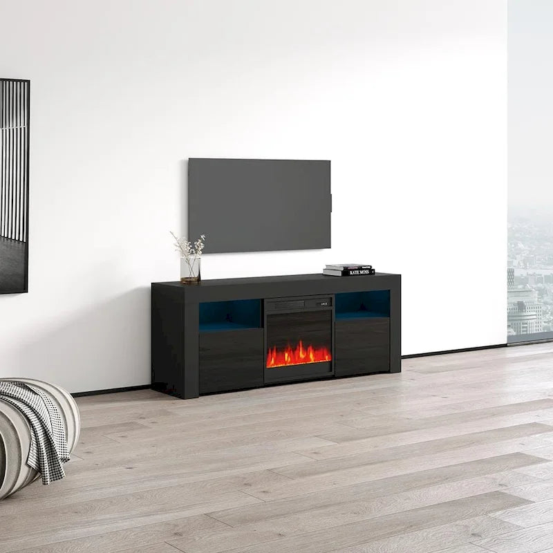 58palcová TV konzole s elektrickým krbem
