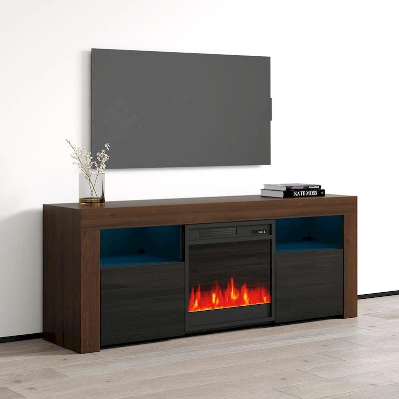 58palcová TV konzole s elektrickým krbem