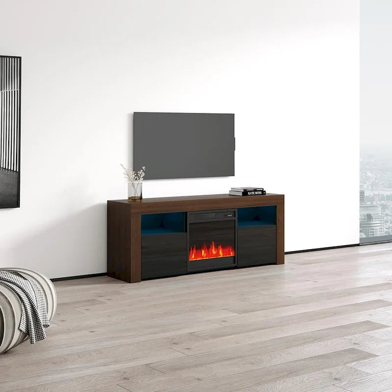 58palcová TV konzole s elektrickým krbem