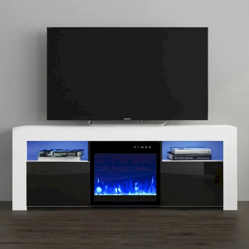 58palcová TV konzole s elektrickým krbem