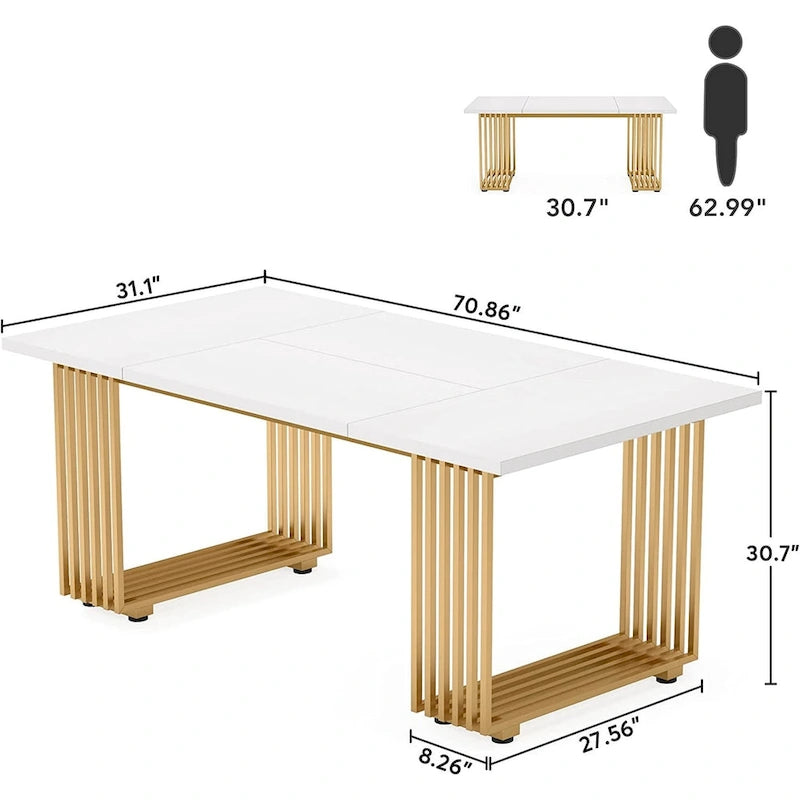 Moderní jídelní stůl pro 6-8 osob, 180 cm bílý kuchyňský stůl