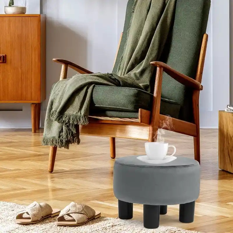 Kulatá sametová otomanová podnožka/stolička