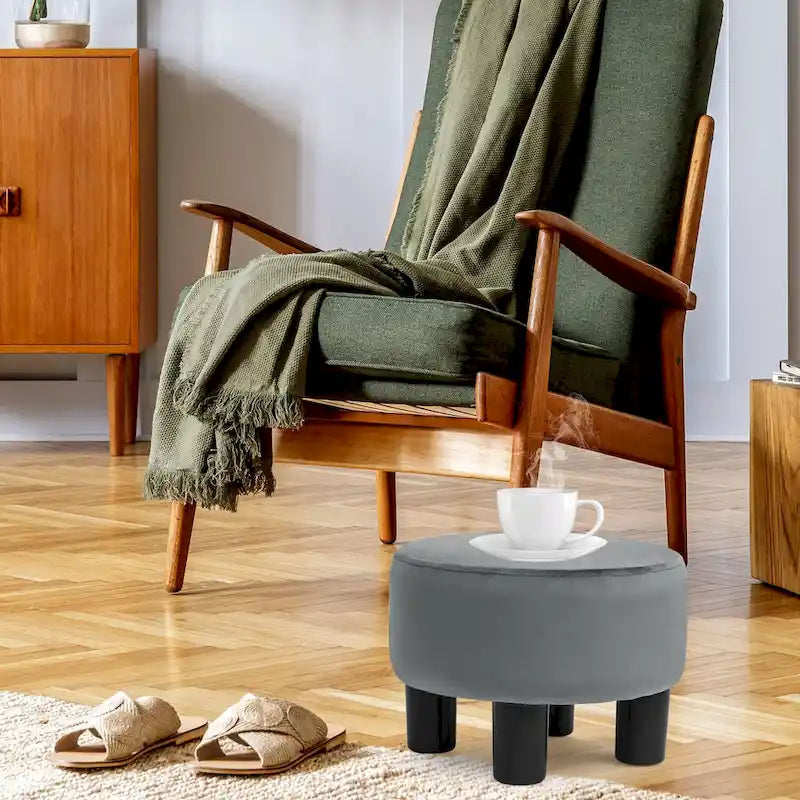 Kulatá sametová otomanová podnožka/stolička
