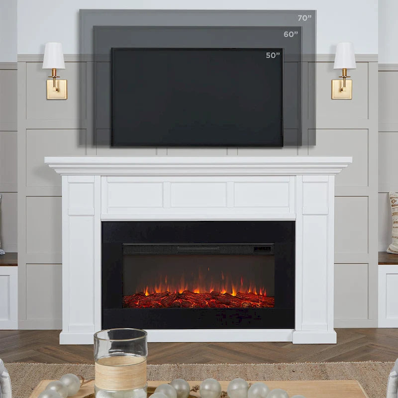 75" elektrický krb na šířku ve stylu moderního statku
