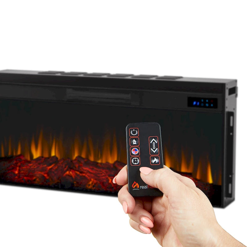 75" elektrický krb na šířku ve stylu moderního statku