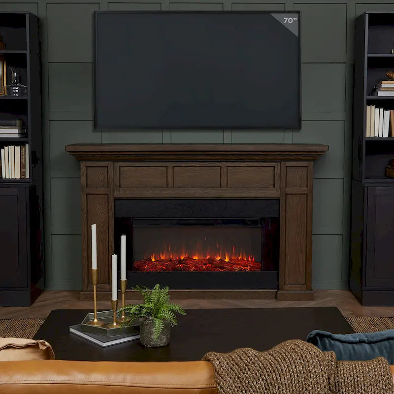 75" elektrický krb na šířku ve stylu moderního statku