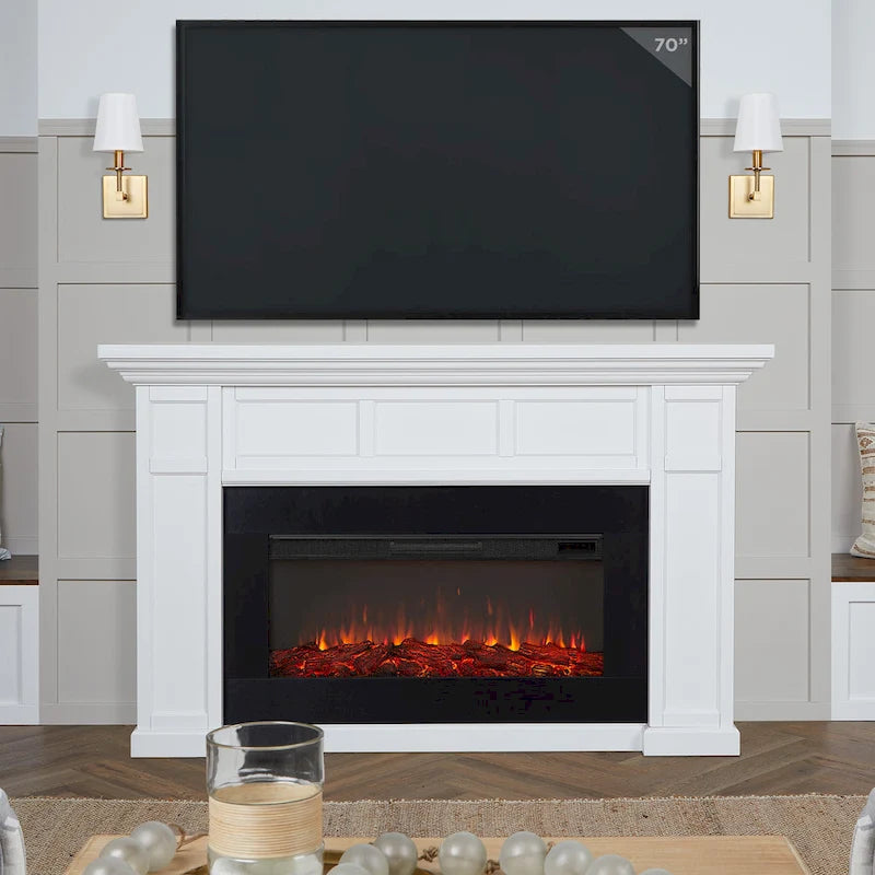 75" elektrický krb na šířku ve stylu moderního statku