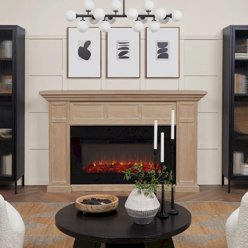75" elektrický krb na šířku ve stylu moderního statku