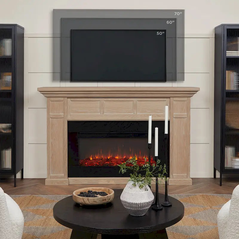 75" elektrický krb na šířku ve stylu moderního statku