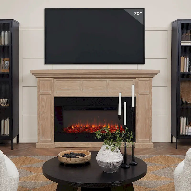 75" elektrický krb na šířku ve stylu moderního statku