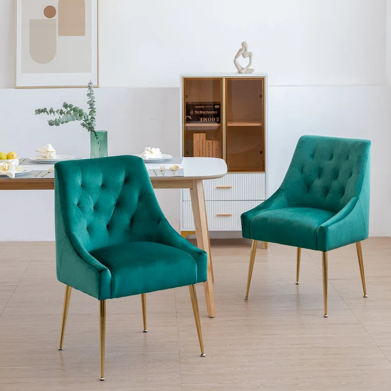 Sametová jídelní židle ve stylu Mid-Century Modern, čalouněná židle Parsons, sada 2 kusů