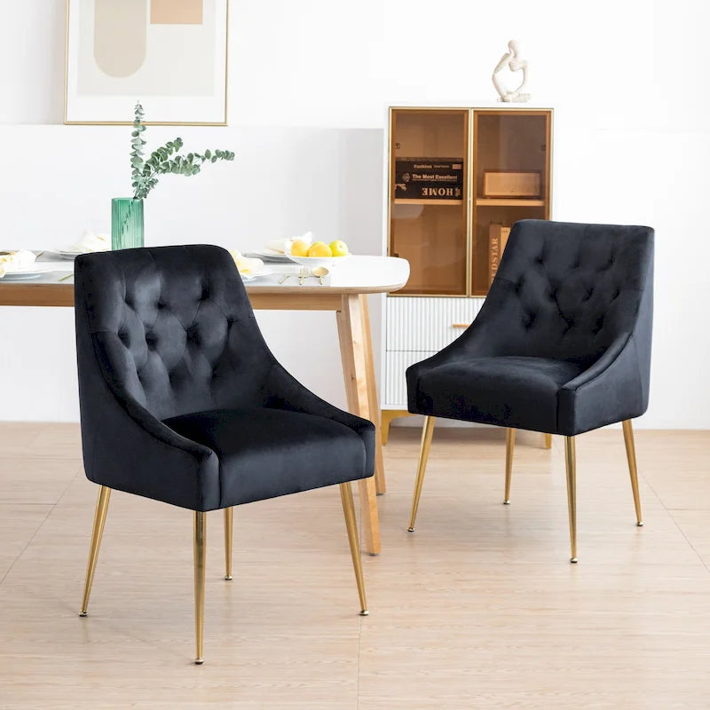 Sametová jídelní židle ve stylu Mid-Century Modern, čalouněná židle Parsons, sada 2 kusů
