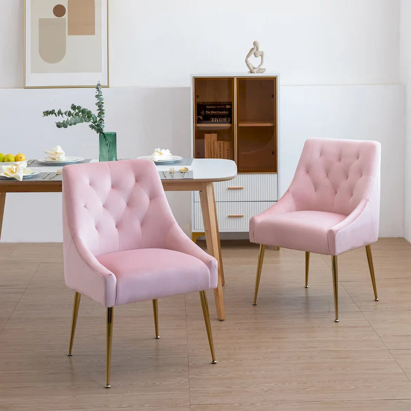 Sametová jídelní židle ve stylu Mid-Century Modern, čalouněná židle Parsons, sada 2 kusů