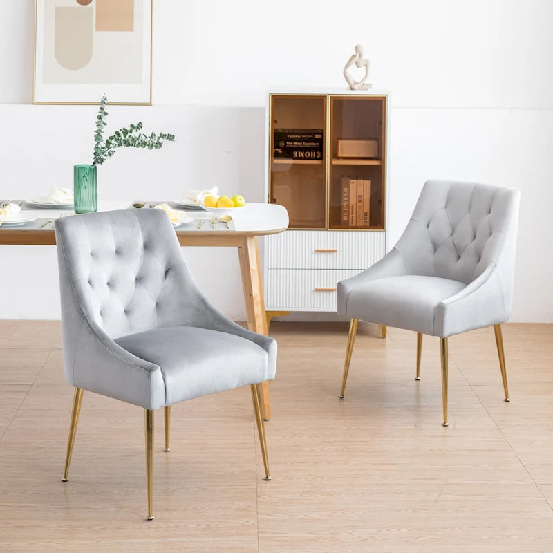 Sametová jídelní židle ve stylu Mid-Century Modern, čalouněná židle Parsons, sada 2 kusů