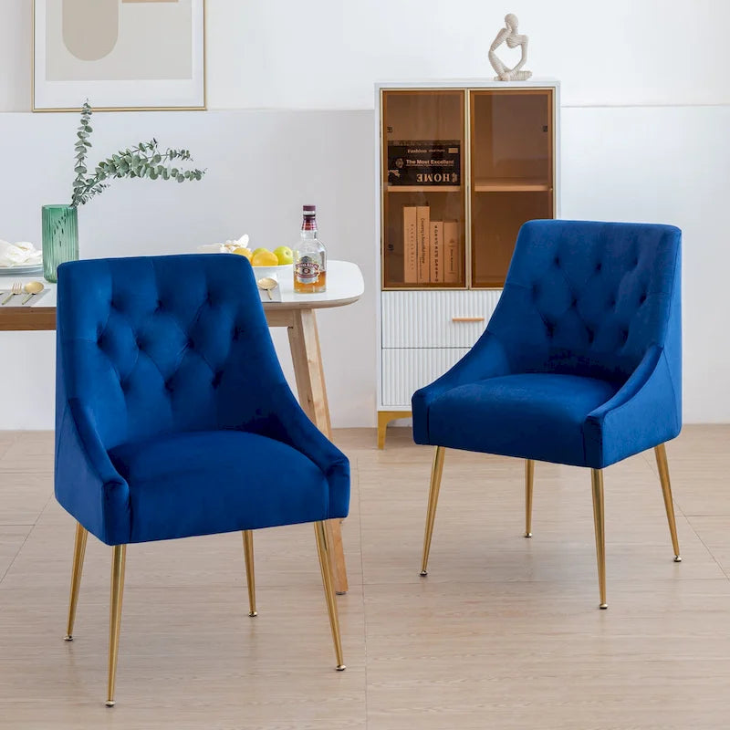 Sametová jídelní židle ve stylu Mid-Century Modern, čalouněná židle Parsons, sada 2 kusů