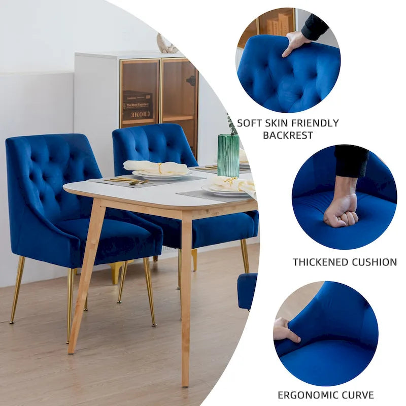Sametová jídelní židle ve stylu Mid-Century Modern, čalouněná židle Parsons, sada 2 kusů