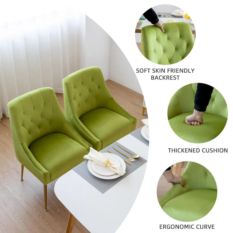 Sametová jídelní židle ve stylu Mid-Century Modern, čalouněná židle Parsons, sada 2 kusů