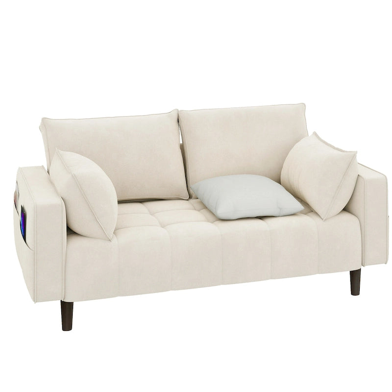 56palcová sametová pohovka Loveseat s úložným bočním kapsou