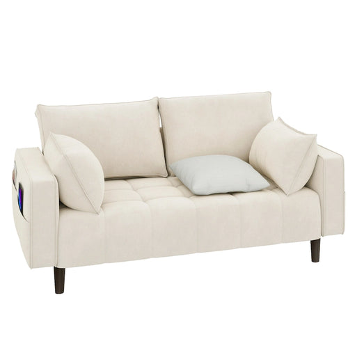 56palcová sametová pohovka Loveseat s úložným bočním kapsou