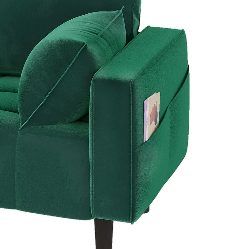 56palcová sametová pohovka Loveseat s úložným bočním kapsou