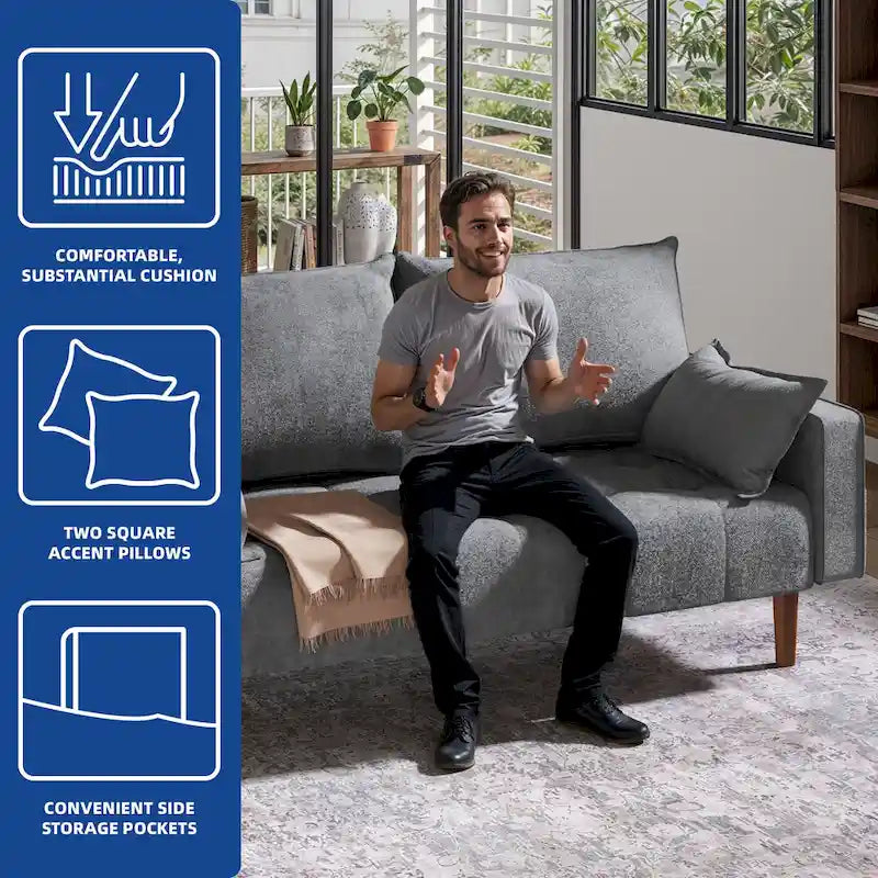 56palcová sametová pohovka Loveseat s úložným bočním kapsou