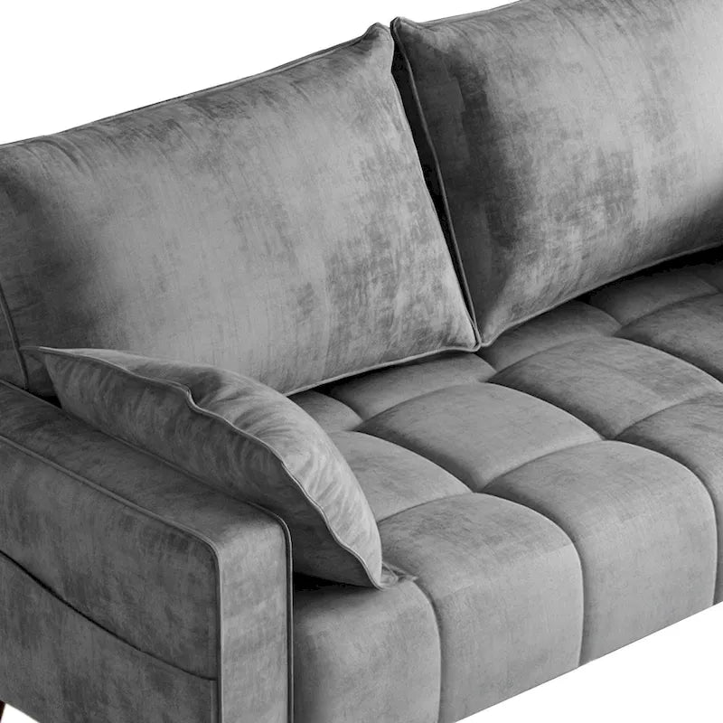 56palcová sametová pohovka Loveseat s úložným bočním kapsou